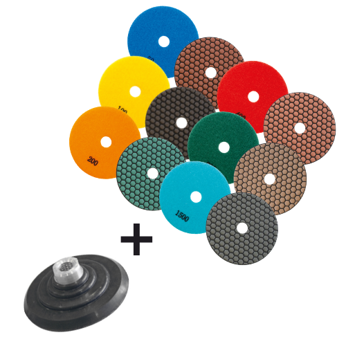 [LDDX751908] DIAMANTPADSET DROOG POLIJSTEN 7-STEP KR50 > KR3000 + STEUNSCHIJF