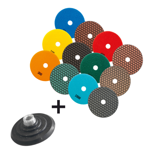 [LDDX751908] SET DE PATINS DE POLISSAGE A SEC 7-STEP GR50 > GR3000 + DISQUE DE SUPPORT
