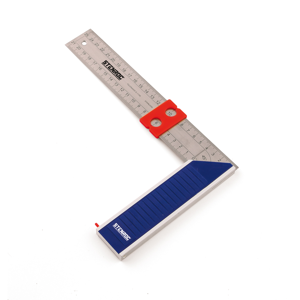 EQUERRE DE MENUISIER, LAME ACIER INOX, GRADUEE EN MM