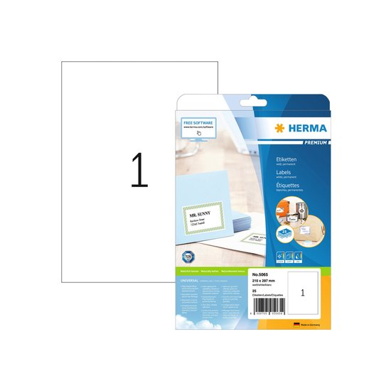 ÉTIQUETTES HERMA A4 210X297MM PREMIUM - 25PC