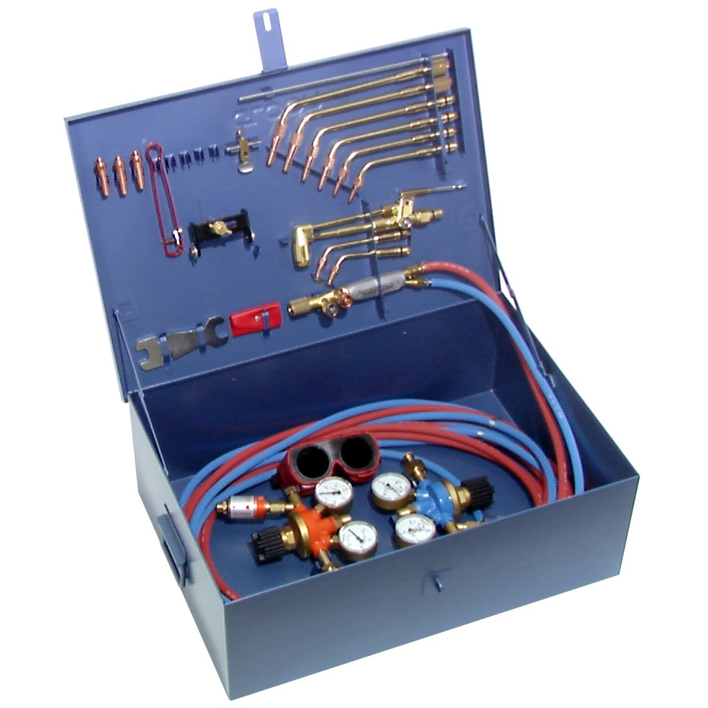 GLOOR KIT - COMPLETE LAS- EN SNIJGARNITU UR ONTSPANNERS WIT + ROOD, MET BEUGEL