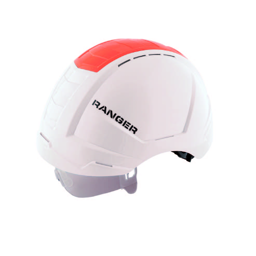 CASQUE DE SECURITE RANGER FERMETURE A GLISSIERE + VISIERE + CRASH BOX BL/OR