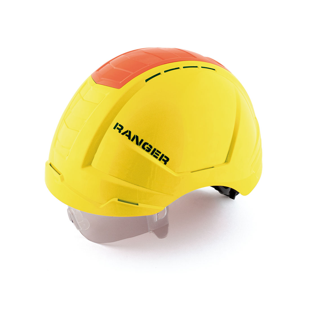 CASQUE DE SECURITE RANGER FERMETURE A GLISSIERE + VISIERE + CRASH BOX JA/OR