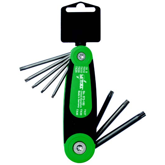 8 CLÉS SIX-PANS MÂLES “FOLDEX® DUO” SUPPORT 2K PLIABLE TX9-TX40