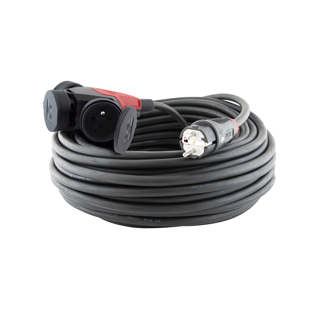 PRISE À CLAPET TRIPLE - 2P + A - 25 M CÂBLE 230V