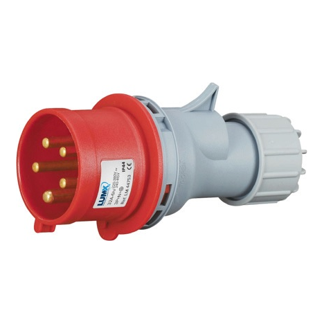 PRISE ROUGE MALE 16AMP 380V 5 - IP44