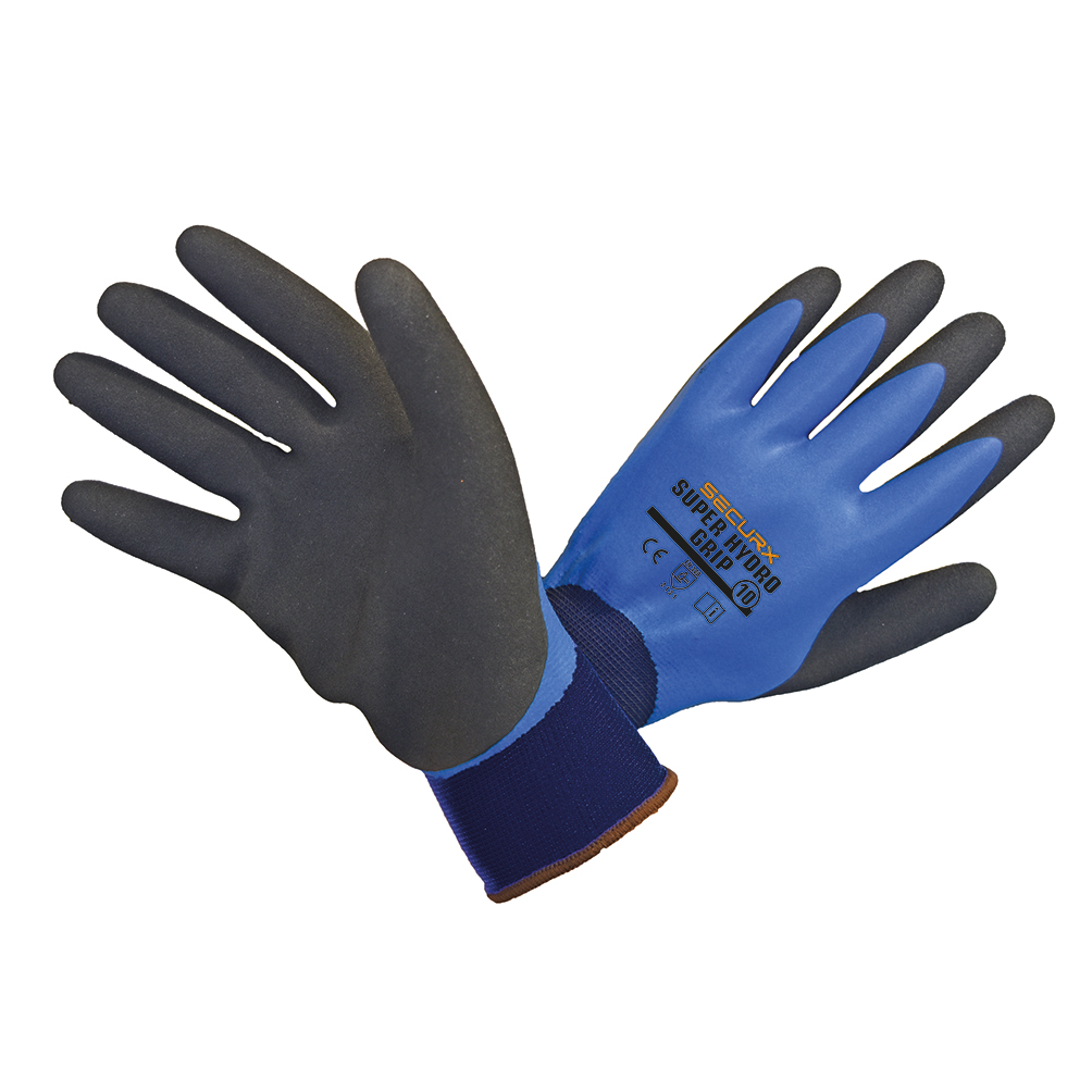 HANDSCHOEN - LATEX/POLYESTER - SUPER HYD RO GRIP 9
