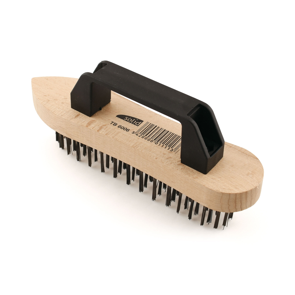 [PMMASSO.050] BROSSE À MAIN AVEC POIGNÉE, FIL EN ACIER DROIT 5 RANGÉES