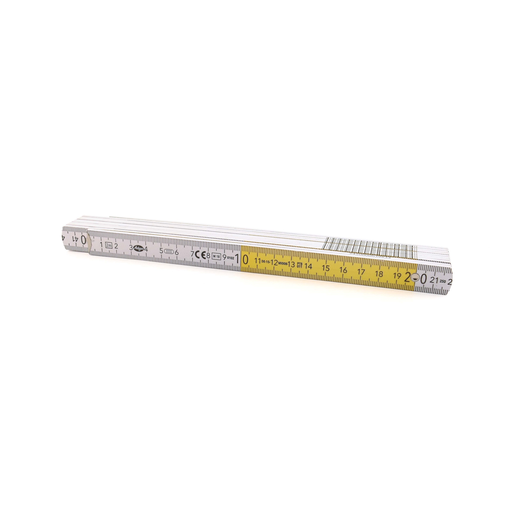 [PMME.0150] MÈTRE PLIANT BOIS PRO 2 M X 16 MM JAUNE/ BLANC - TYPE 250 PLUS 1/10