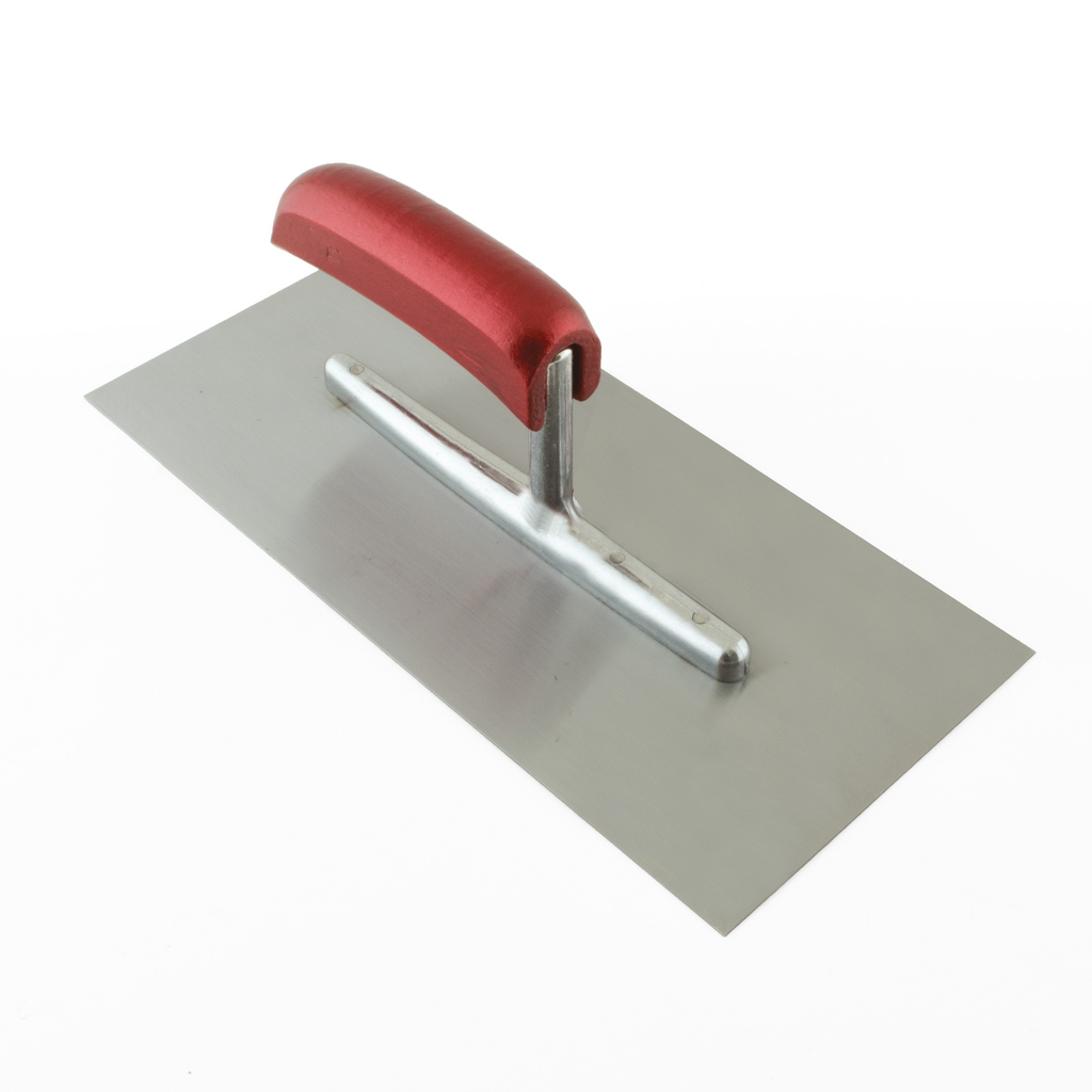 [PMPLA.280] PLÂTRESSE PROFESSIONNELLE 280 X 130 X 0, 7 MM AVEC MANCHE BOIS COURBÉ - ACIER