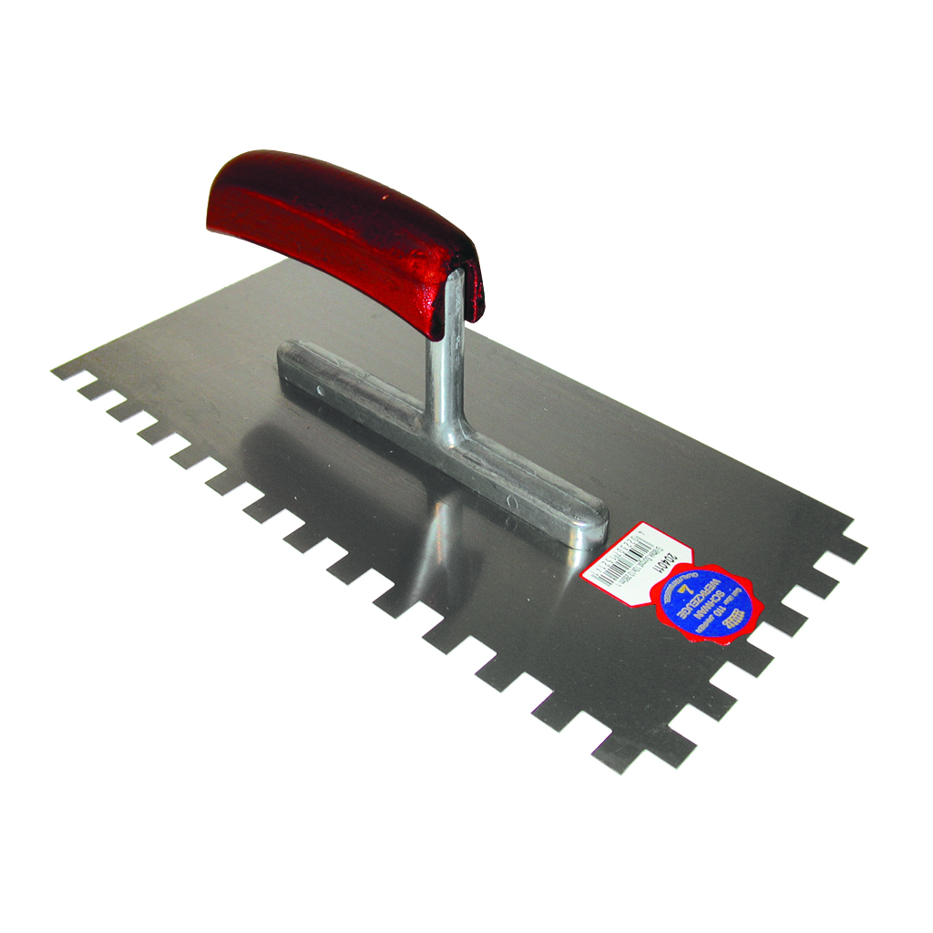 [PMPLDEN.280] PLÂTRESSE DENTELÉE 280 X 130 / 4 X 4 MM / ZG16 AVEC MANCHE BOIS - ACIER